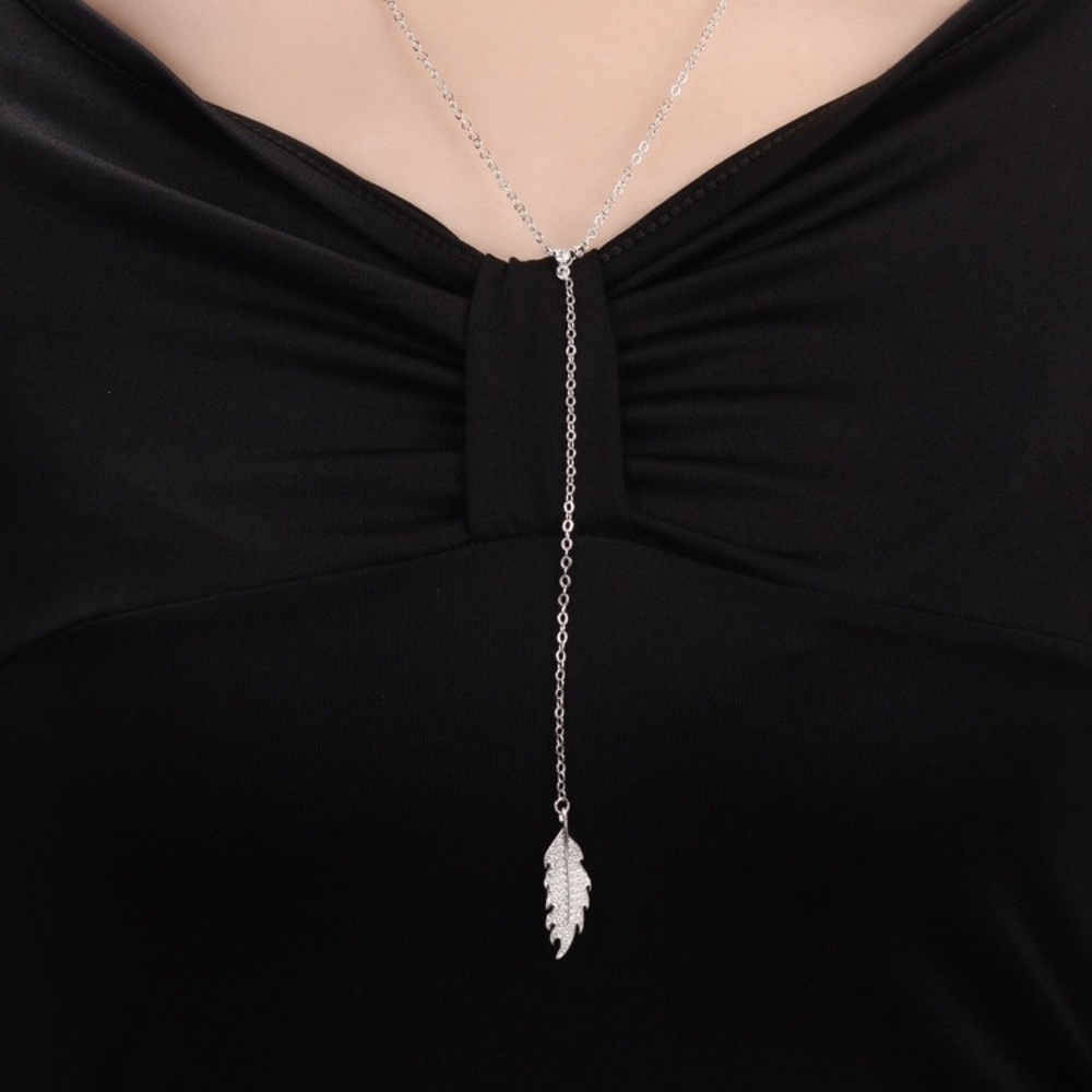 π· LAST 1 (925) FEATHER Y- NECKLACE - Picture 4 of 6